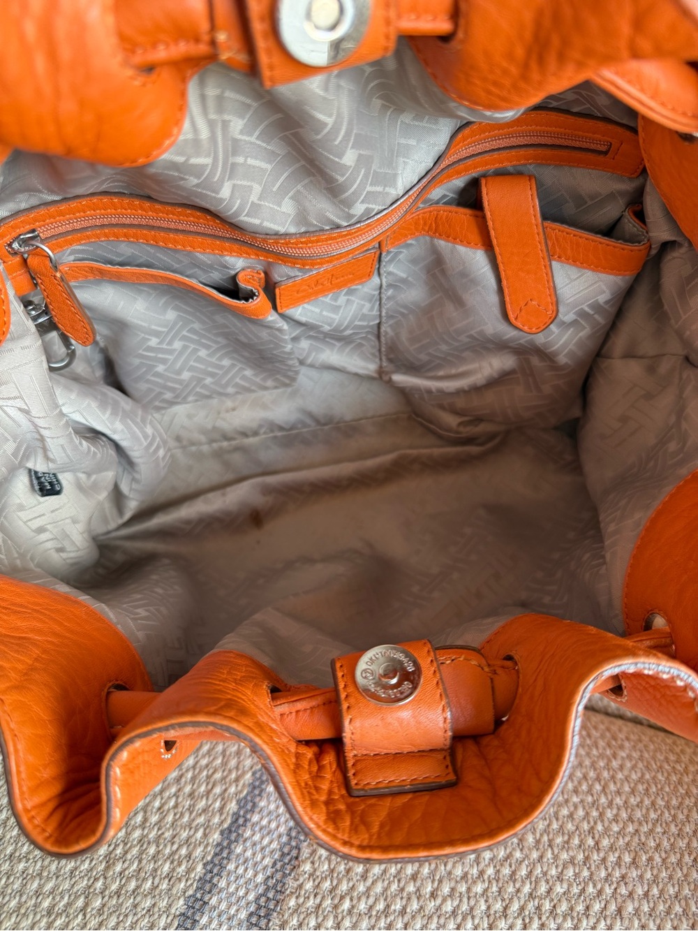 Cole Haan Orange Pebbled Leather Shoulder Bag - Picture 7 of 9